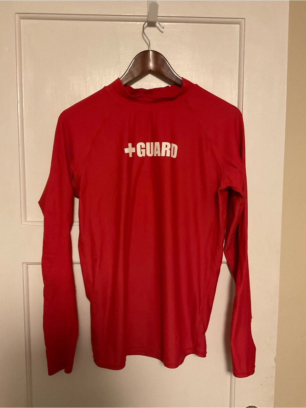 Men's Red Long-Sleeve Guard Swim Rash Guard